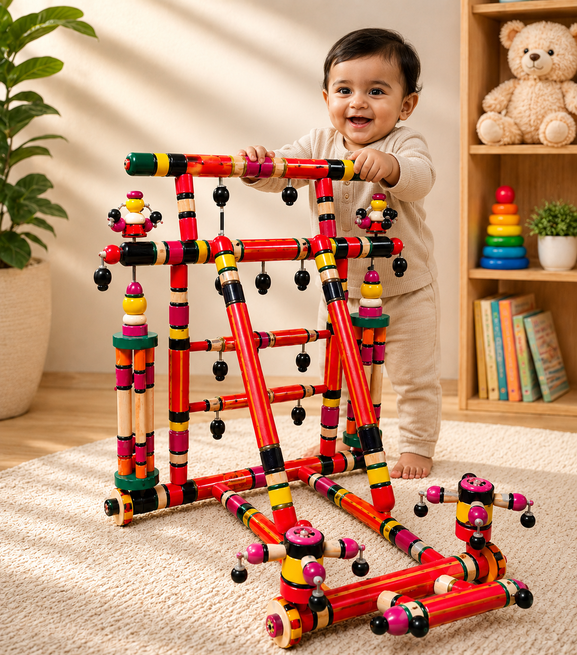 Heritage Wooden Activity Baby Walker with Bells