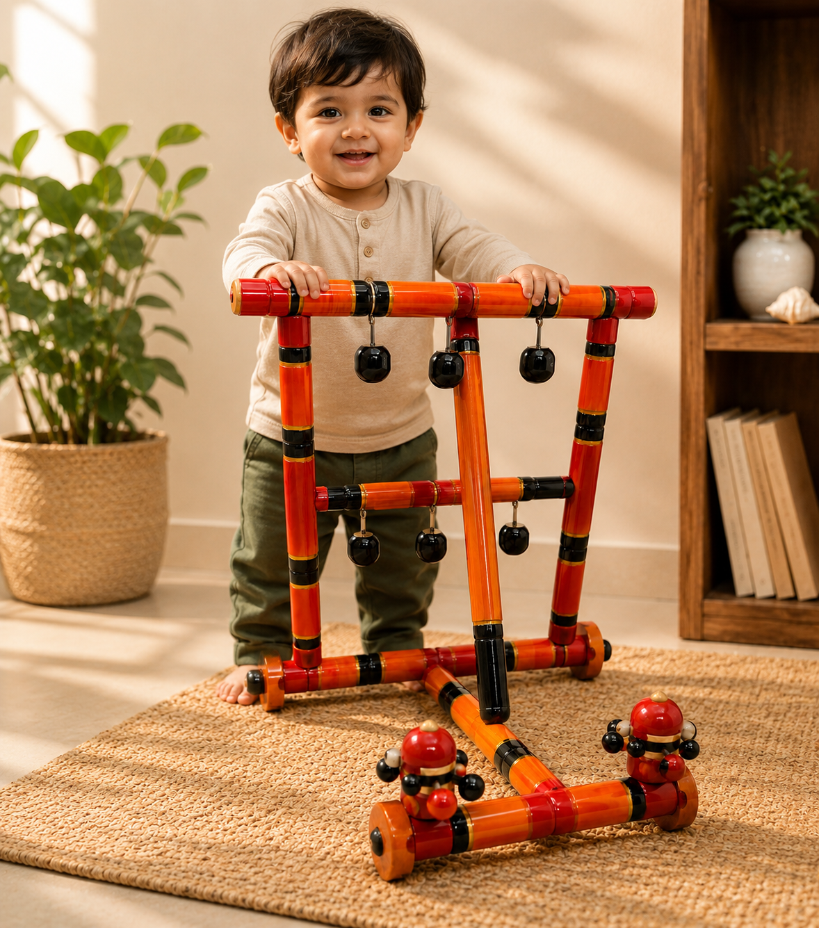 Heritage Wooden Classic Baby Walker with Bells