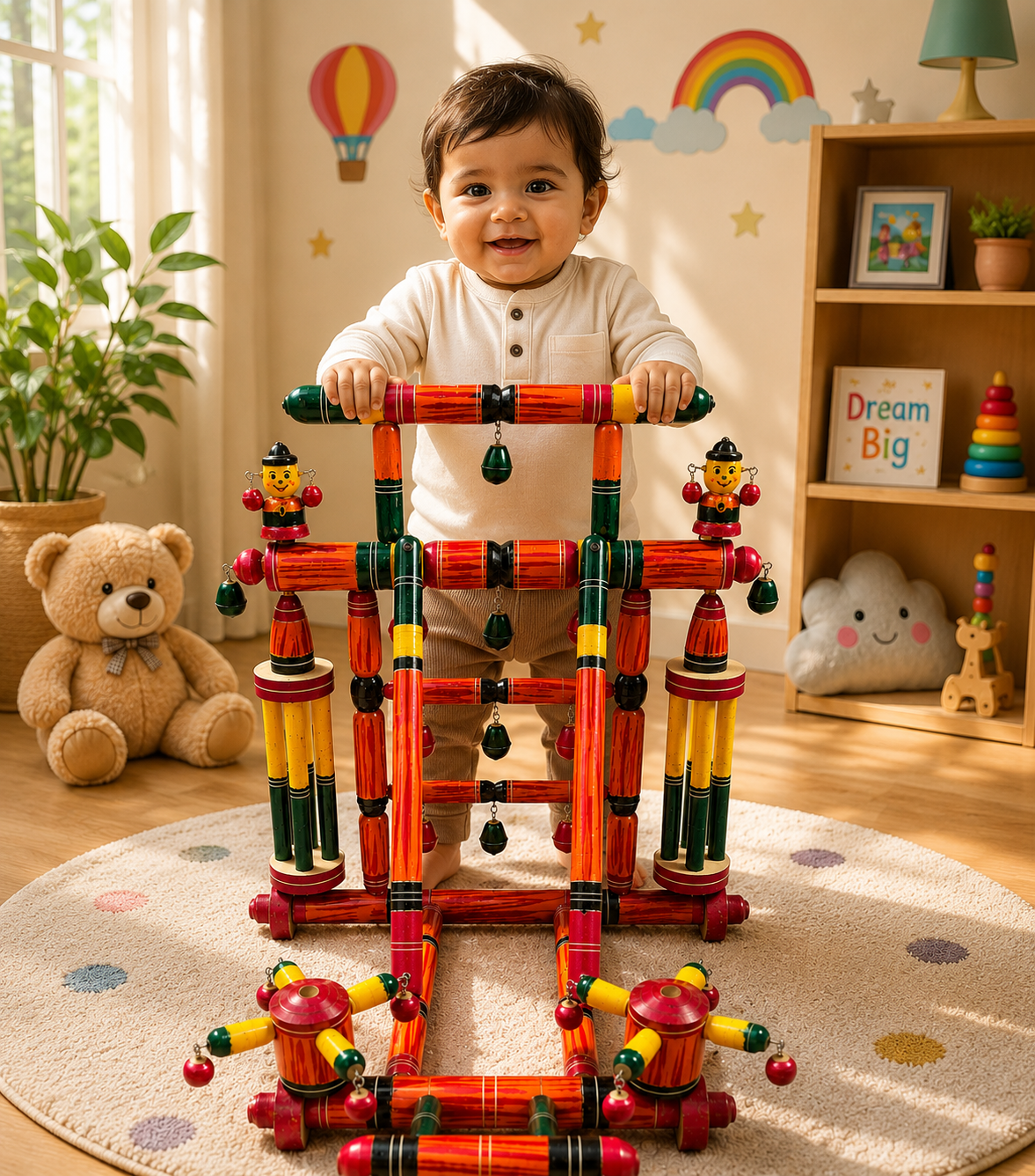 Heritage Wooden Activity Baby Walker with Bells